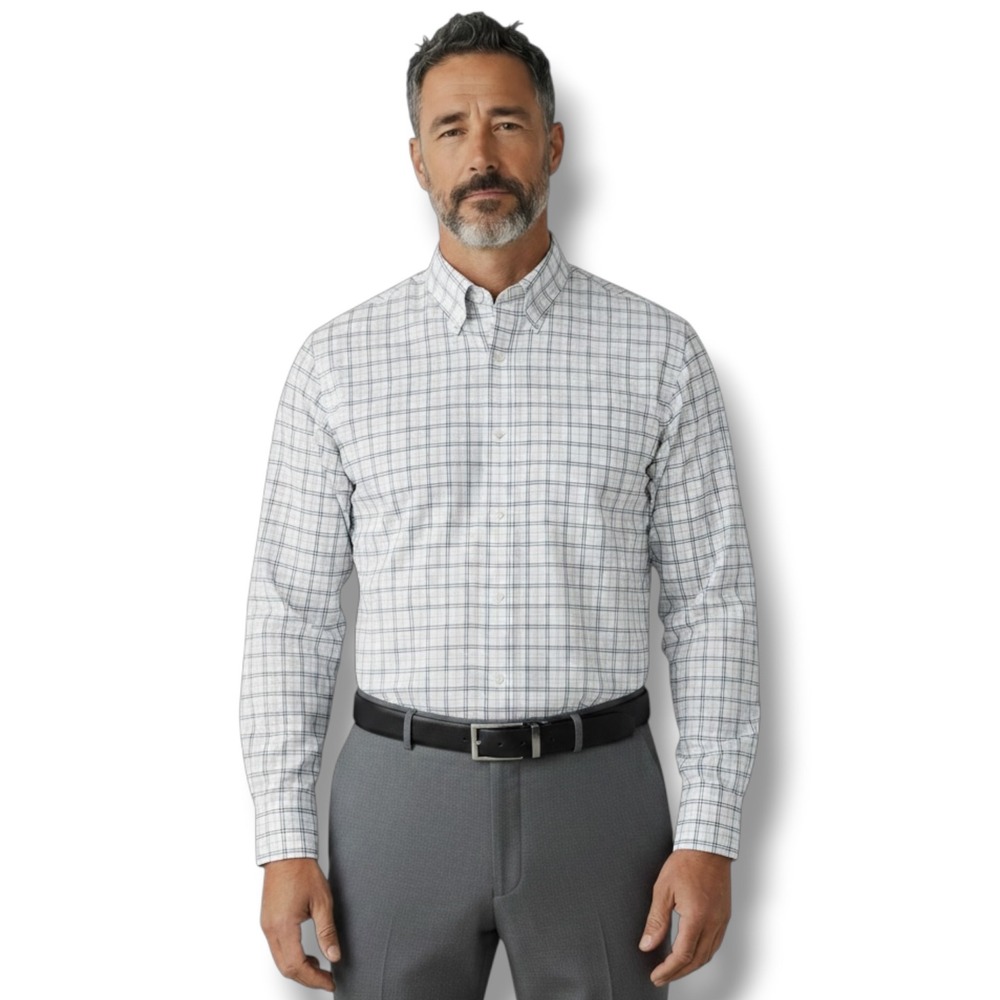 Jos A Bank Reserve Dress Shirt Mens 17 34 Traditional‎ Fit Plaid 100's 2-Ply
